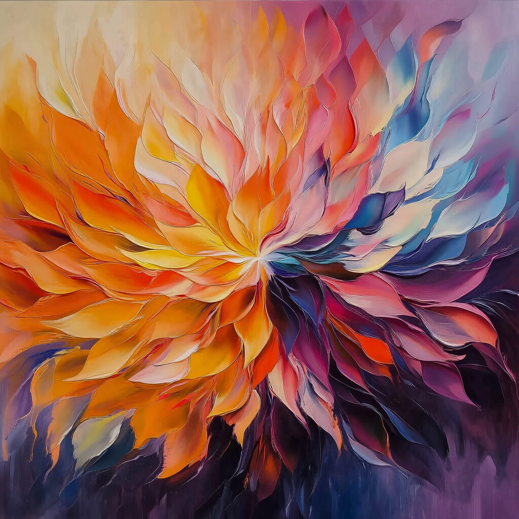 Blüte aus Farbflammen — ganzes Design