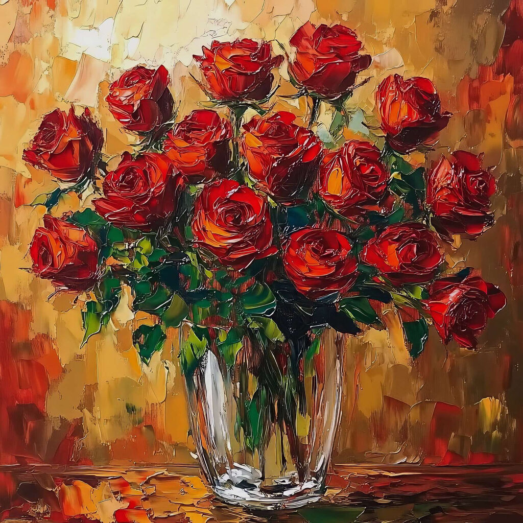 Rote Rosen vor Ocker — ganzes Design