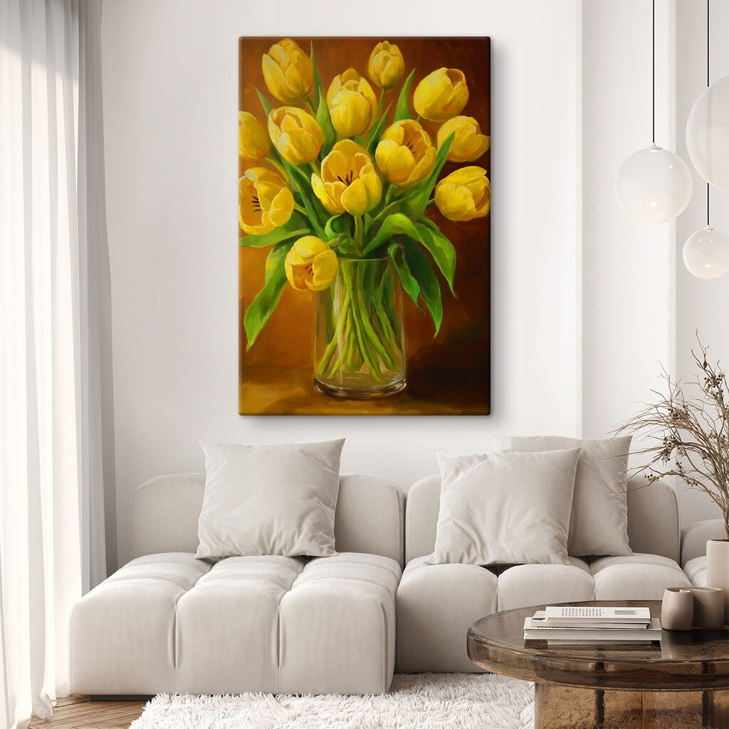 Gelbe Tulpen vor Braun — Interieur 2