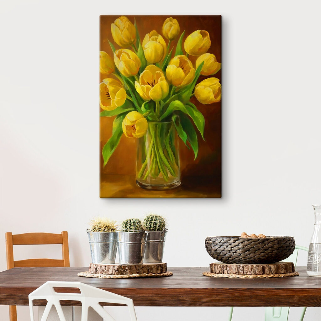 Gelbe Tulpen vor Braun — Interieur 1