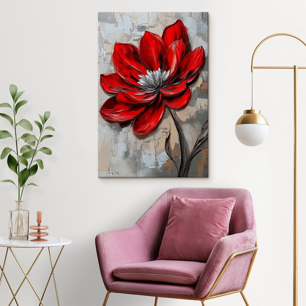 Rote Blüte in Tuschelinien — Interieur 2