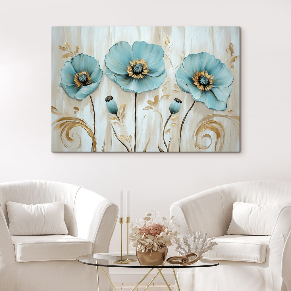 Blaue Blüten, goldene Stiele — Interieur 2