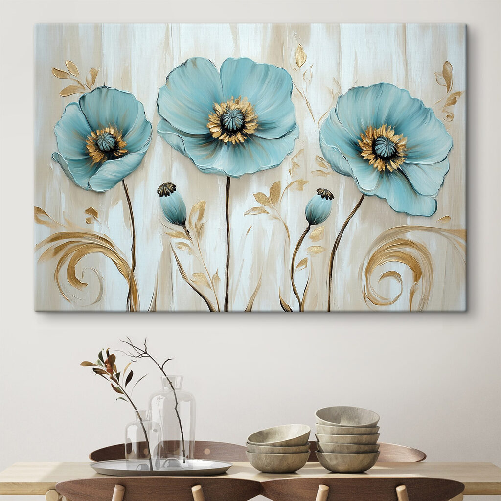 Blaue Blüten, goldene Stiele — Interieur 1