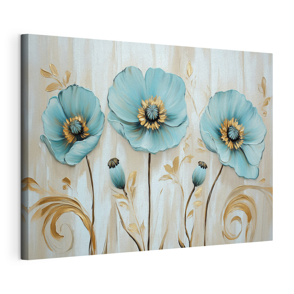 Blaue Blüten, goldene Stiele — Produktansicht