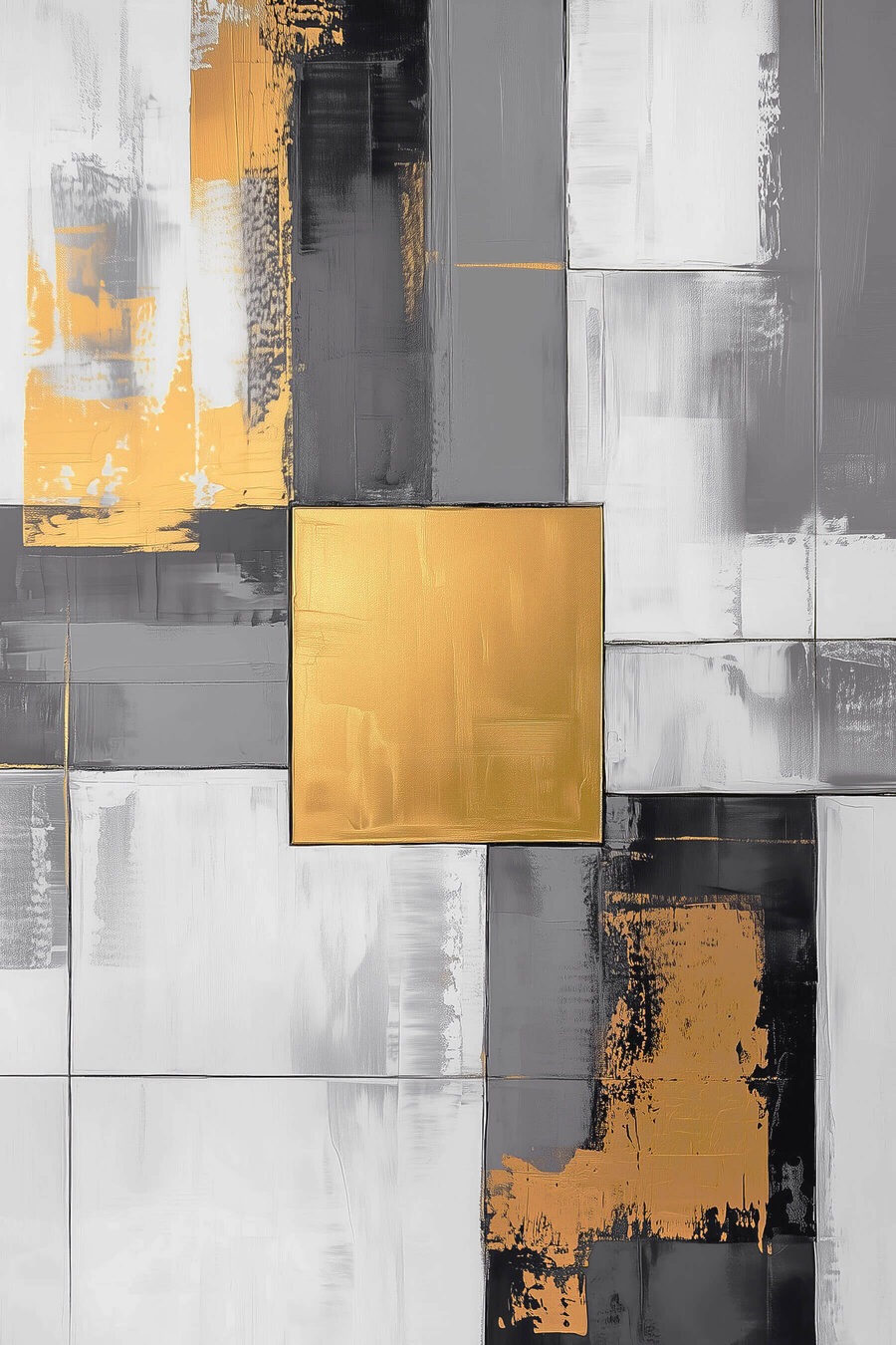Goldenes Quadrat zwischen Schwarzweiß — ganzes Design