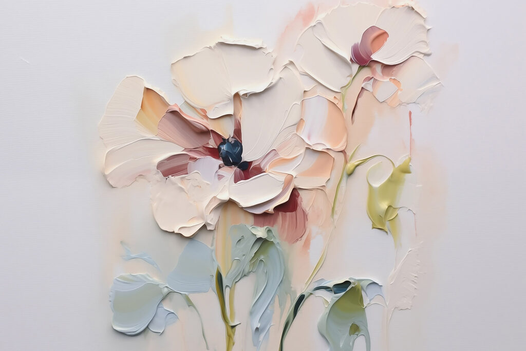 Pastellblüten auf hellem Grund — ganzes Design