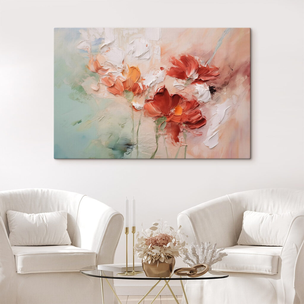 Rote Blüten in Pinselstrichen — Interieur 2
