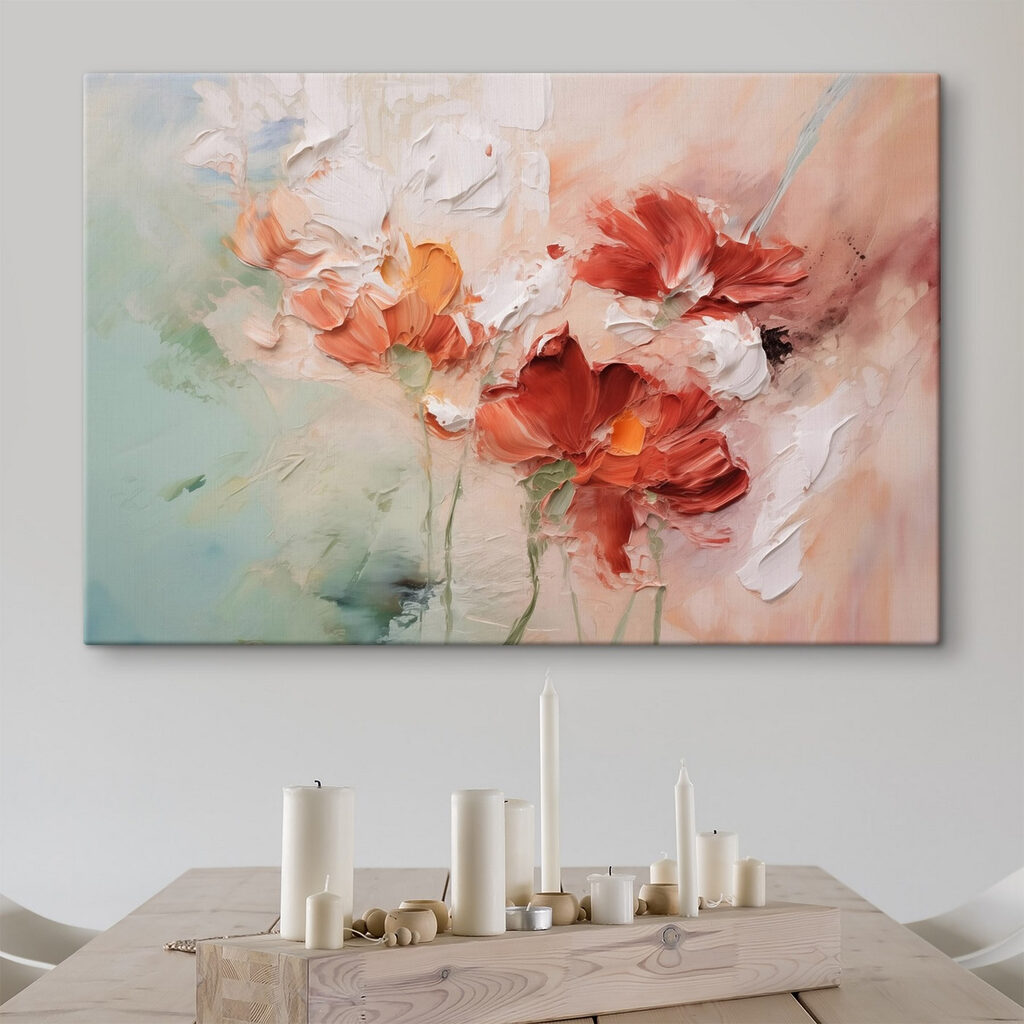 Rote Blüten in Pinselstrichen — Interieur 1