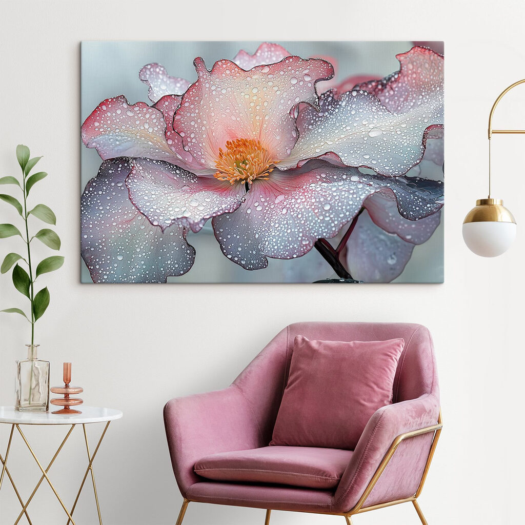 Rosa Blüte voller Tau — Interieur 1