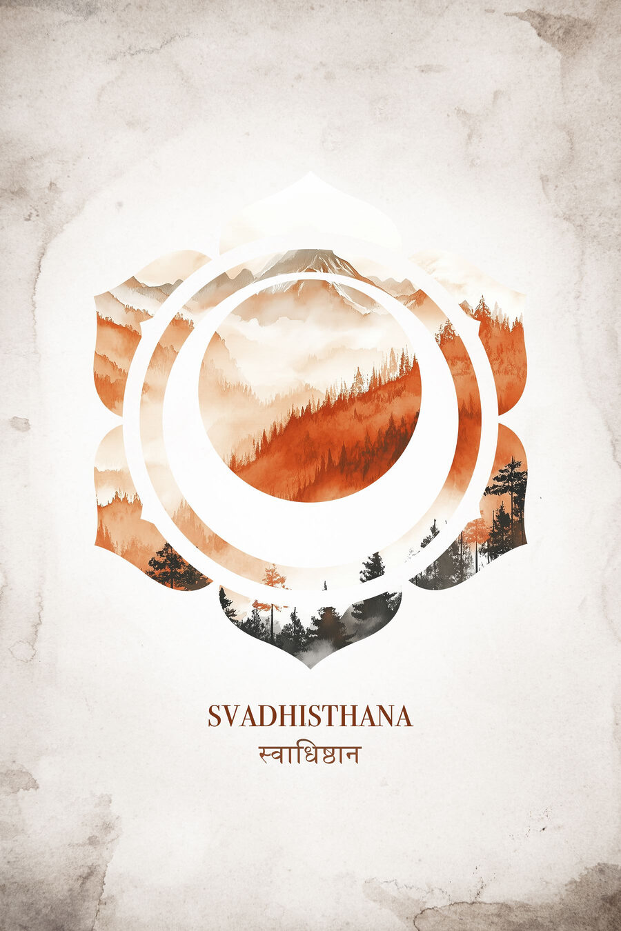 Sakralchakra in orangefarbenem Aquarell — ganzes Design