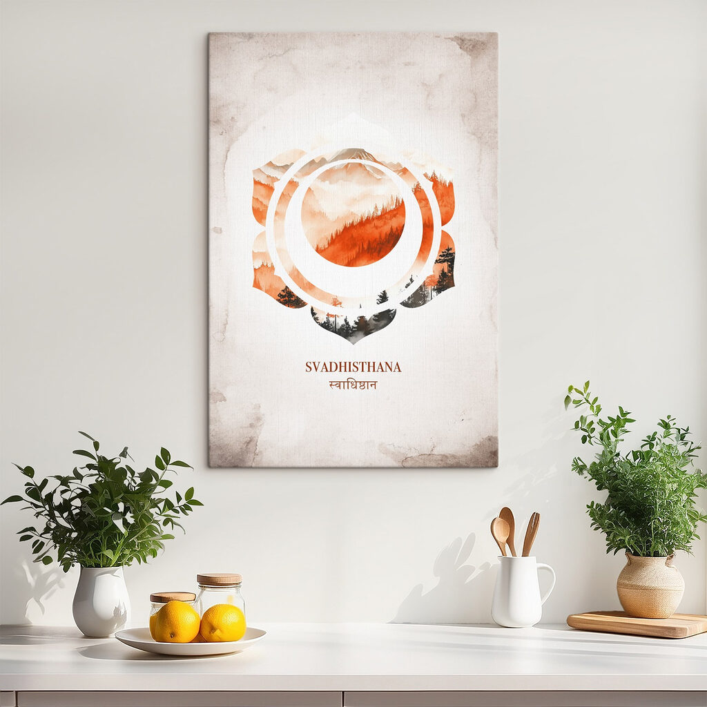 Sakralchakra in orangefarbenem Aquarell — Interieur 2