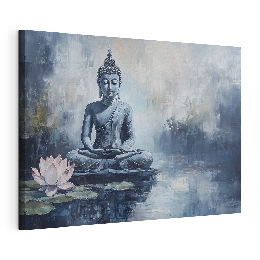 Buddha im blauen Teichnebel — Produktansicht