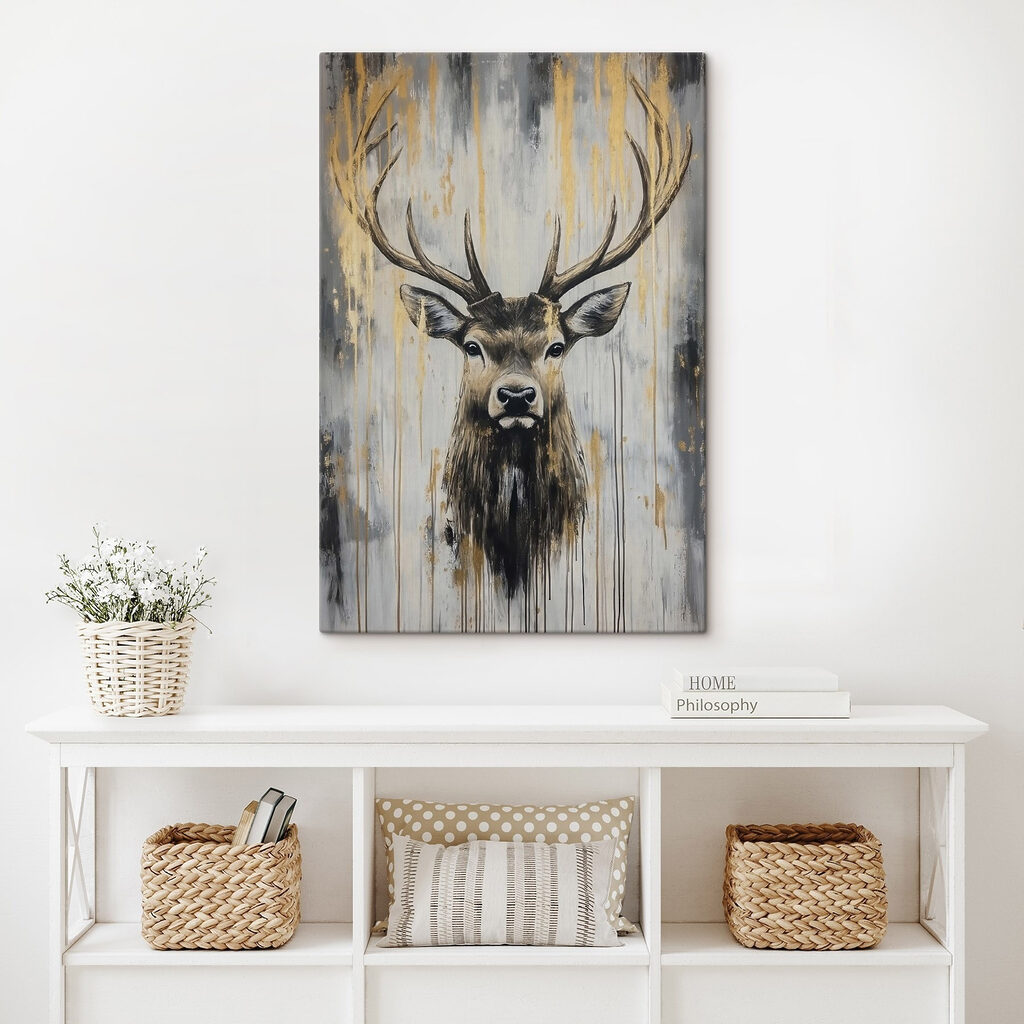 Hirsch zwischen goldenen Pinselstrichen — Interieur 2