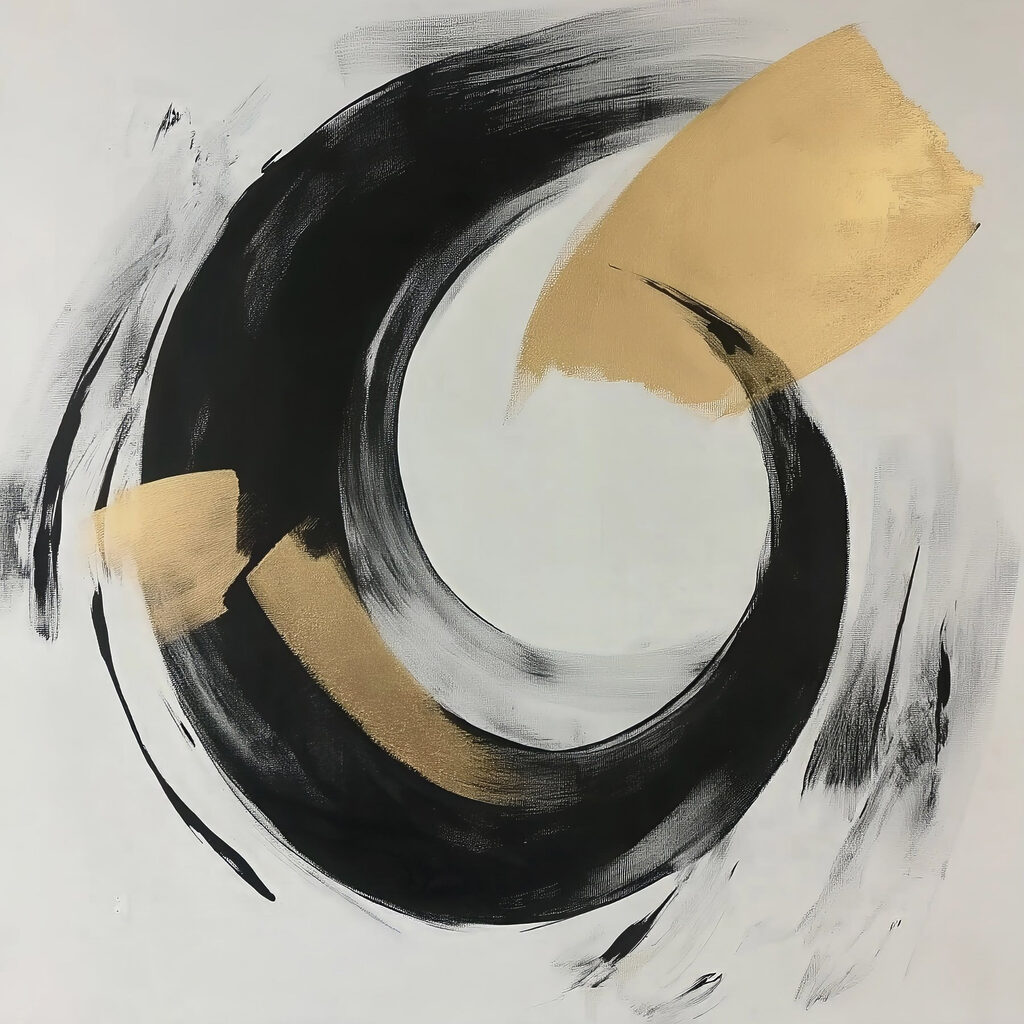 Schwarzer Kreis mit Gold — ganzes Design