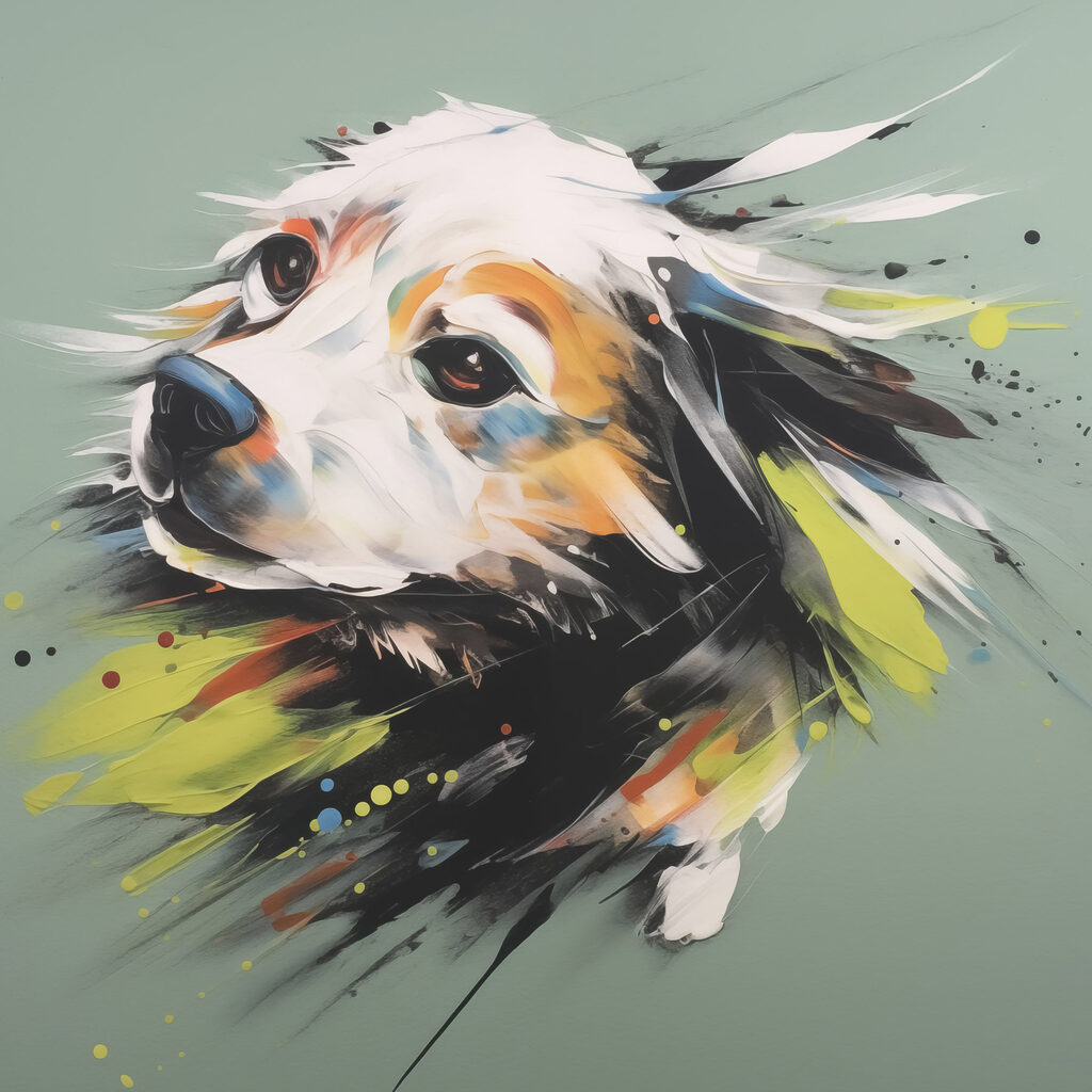 Hundekopf in Farbspritzern — ganzes Design
