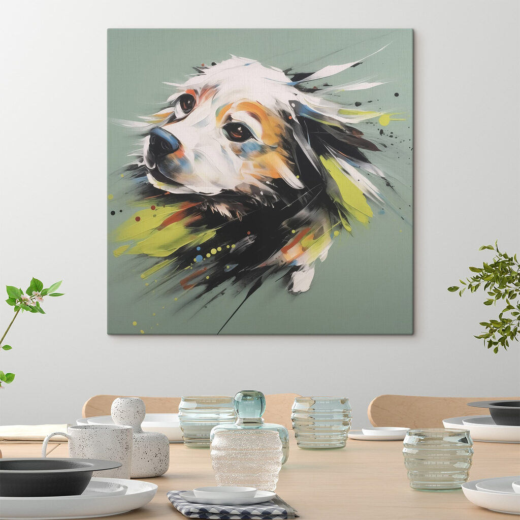Hundekopf in Farbspritzern — Interieur 2