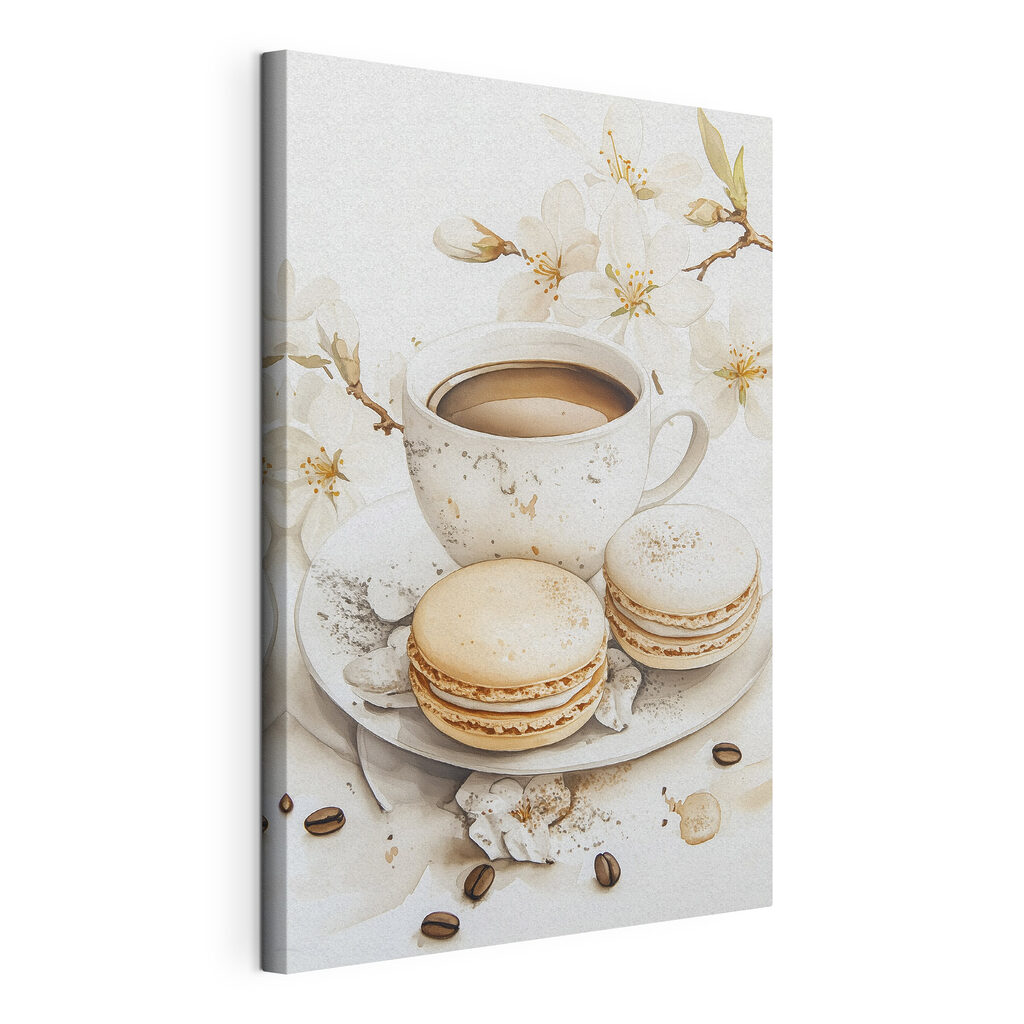Weiße Blüten und Kaffeetasse — Produktansicht
