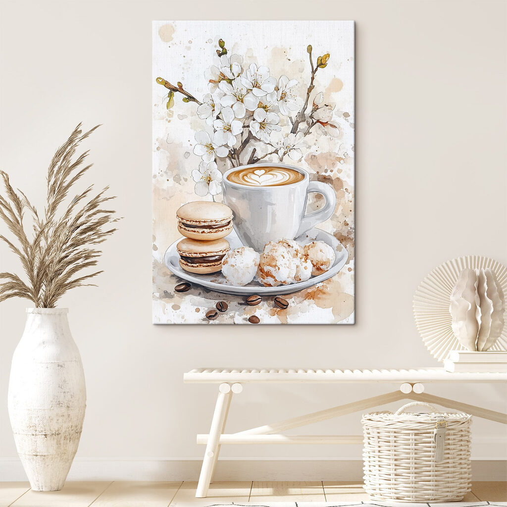 Cappuccino und weiße Blüten — Interieur 2