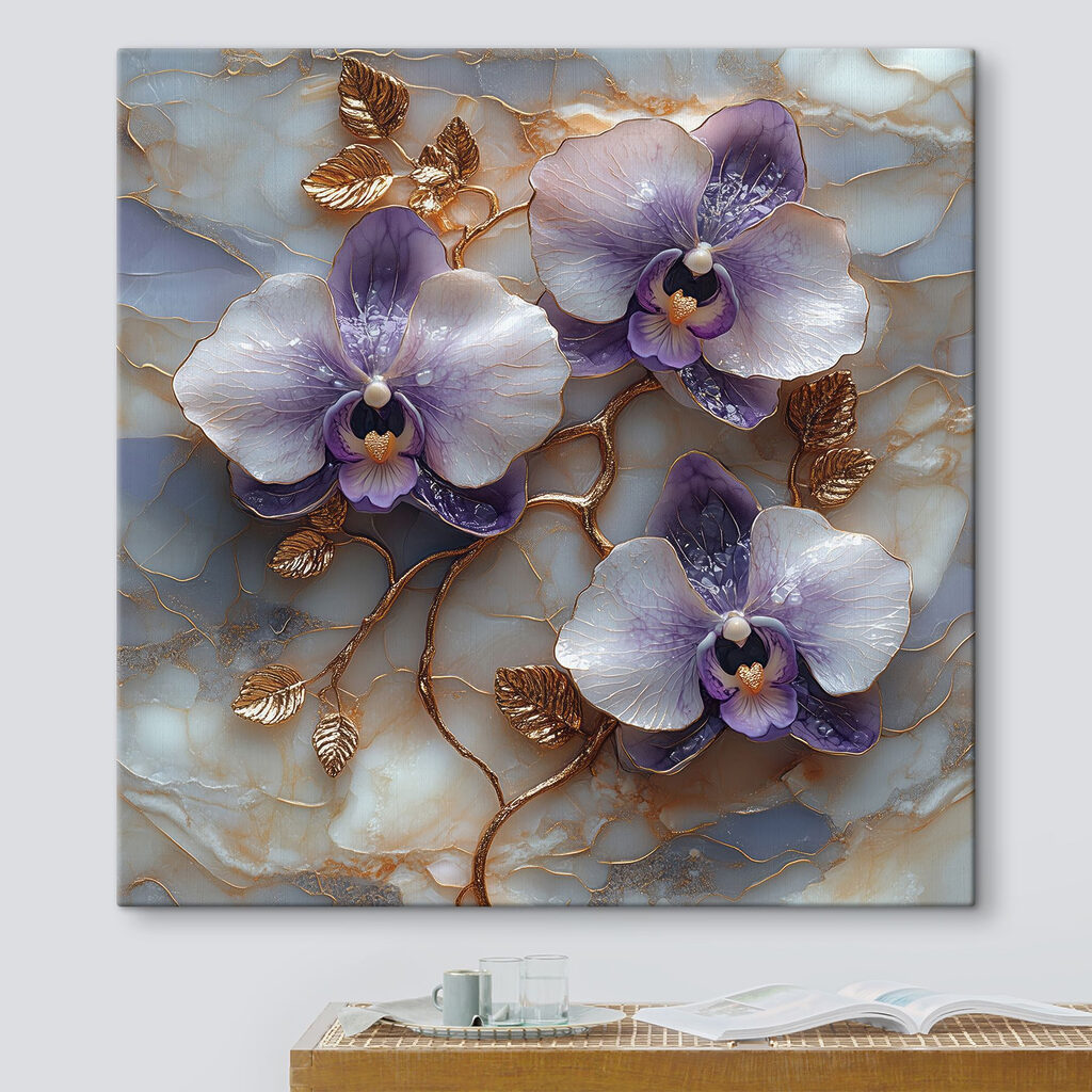 Violette Orchideen an Goldadern — Interieur 3