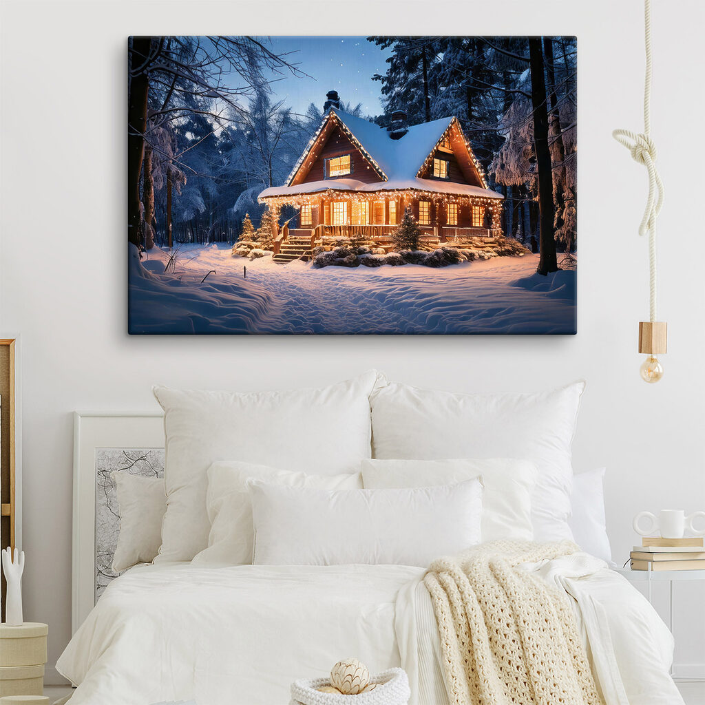 Weihnachtshaus im nachtblauen Schnee — Interieur 1