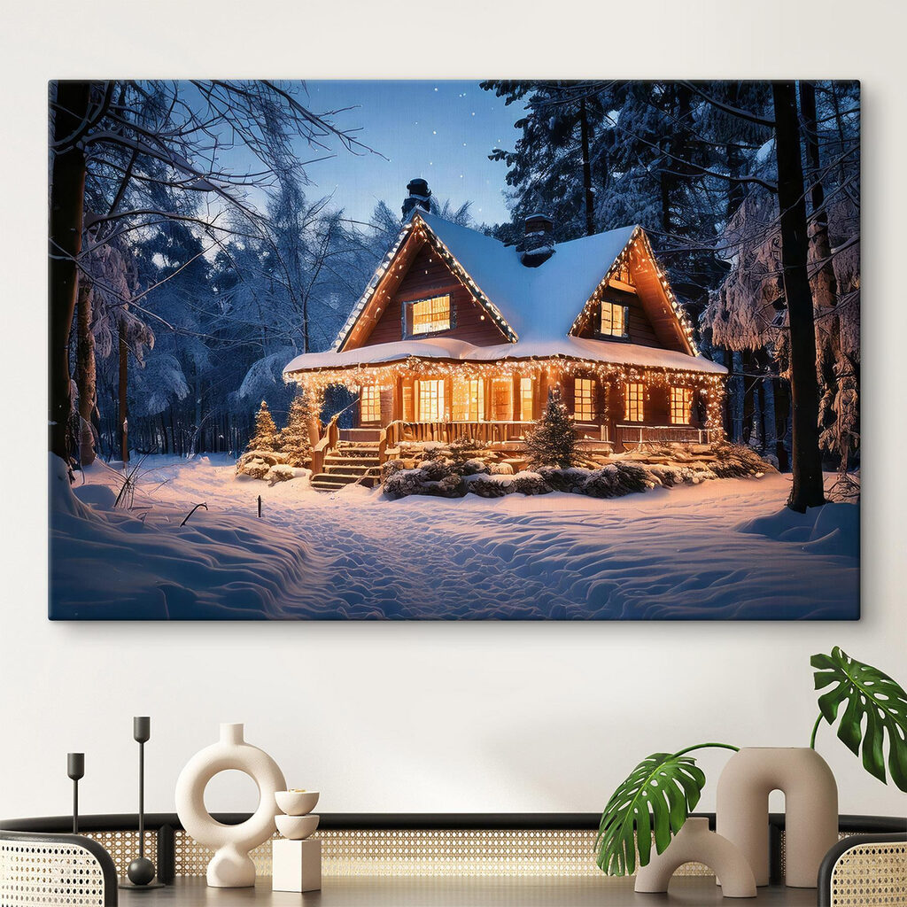 Weihnachtshaus im nachtblauen Schnee — Interieur 2