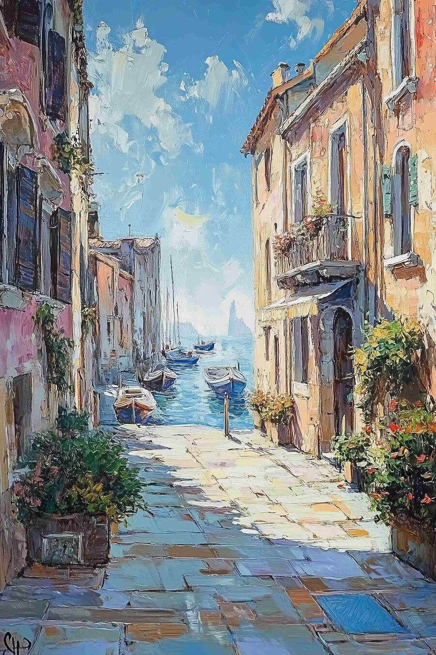 Sonnige Gasse zum Meer — ganzes Design