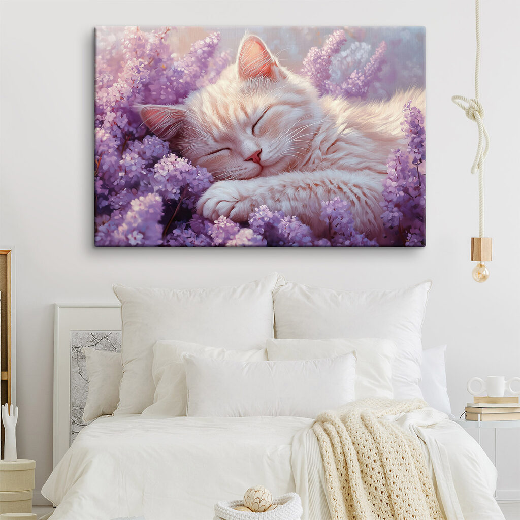 Schlafendes Kätzchen in Lila — Interieur 2