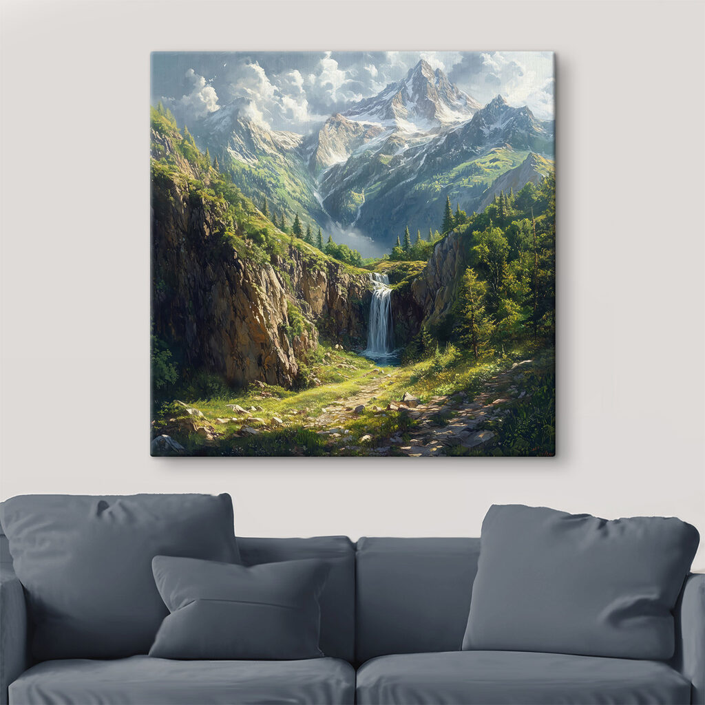 Wasserfall unter Berggipfeln — Interieur 2
