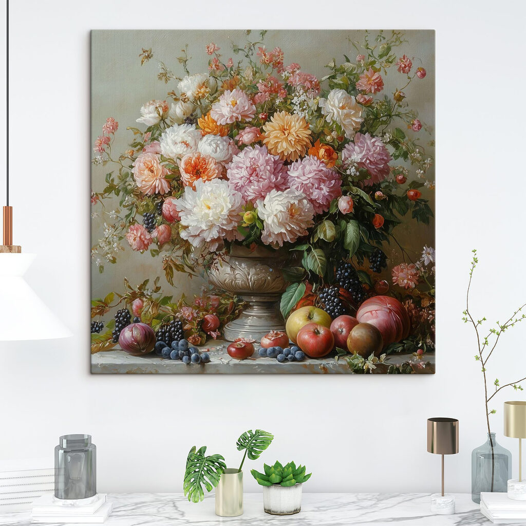 Dahlien über einer Obstschale — Interieur 2
