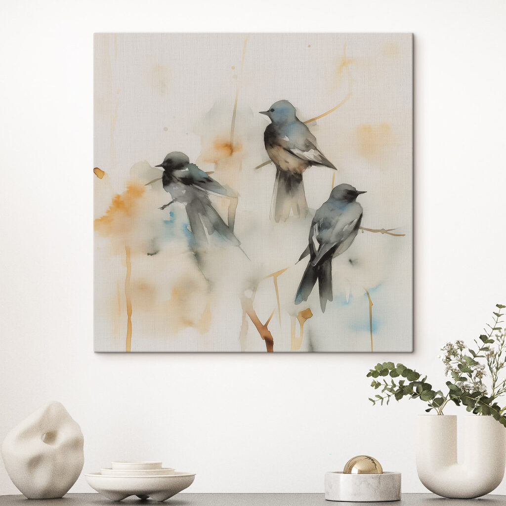 Vögel in zartem Aquarell — Interieur 1