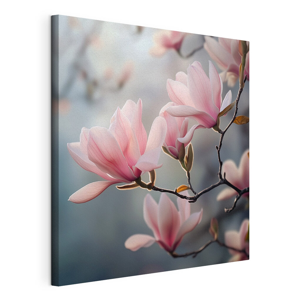 Magnolien im rosa Gegenlicht, gespannte Leinwand mit umlaufender Kante