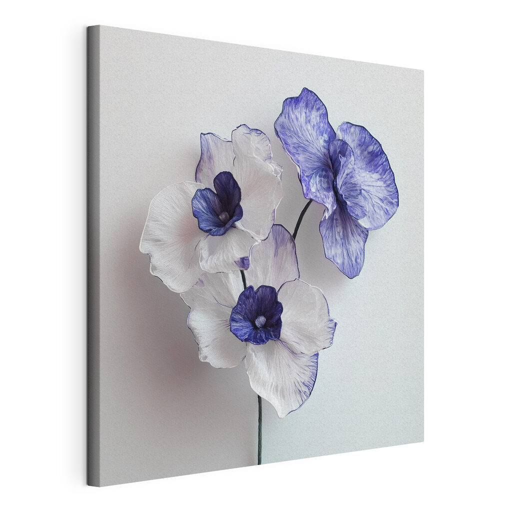 Orchideen mit blauen Rändern, gespannte Leinwand mit umlaufender Kante