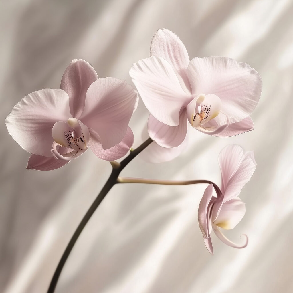 Rosa Orchidee vor Vorhangfalten — ganzes Design
