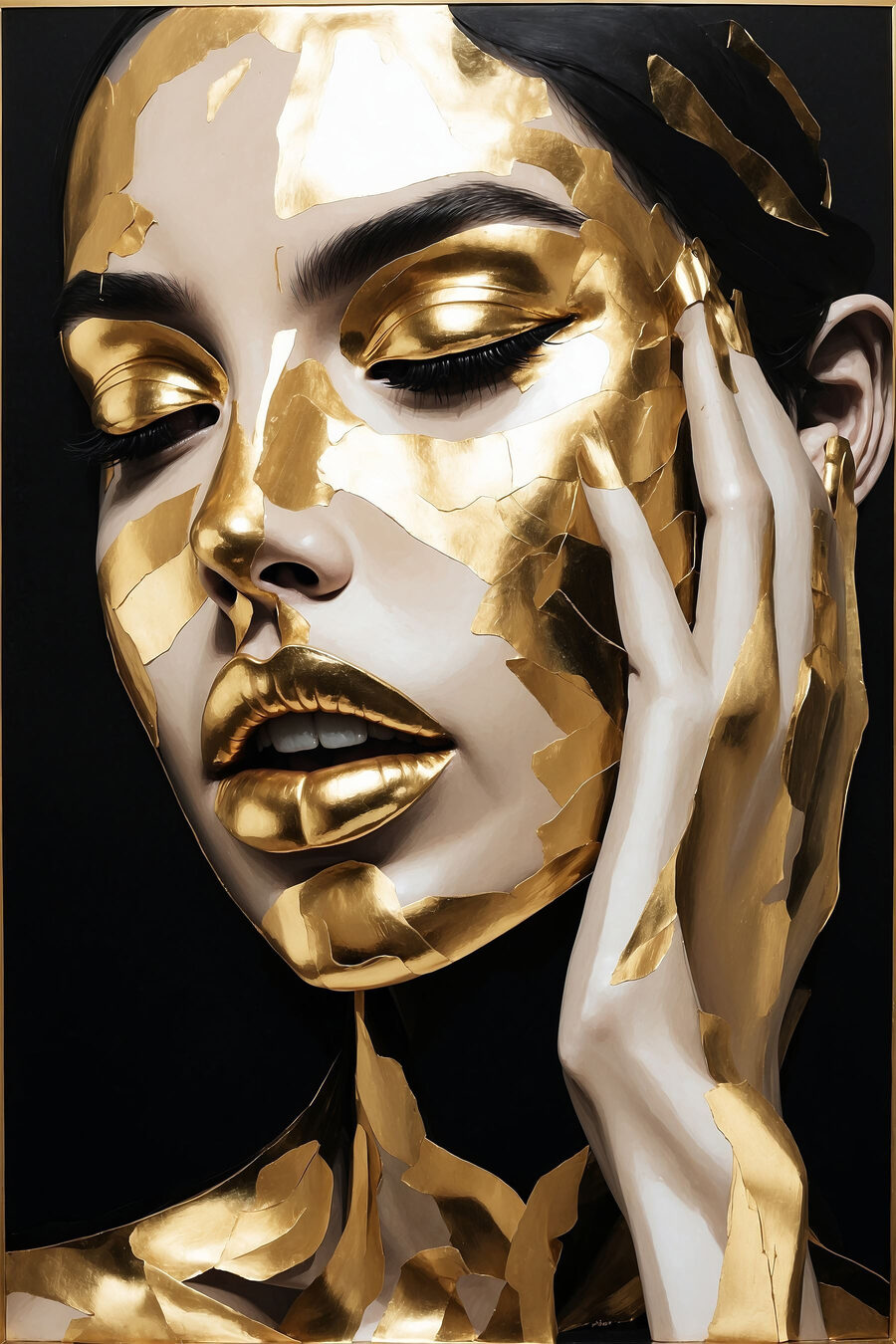 Gesicht in goldenem Licht — ganzes Design