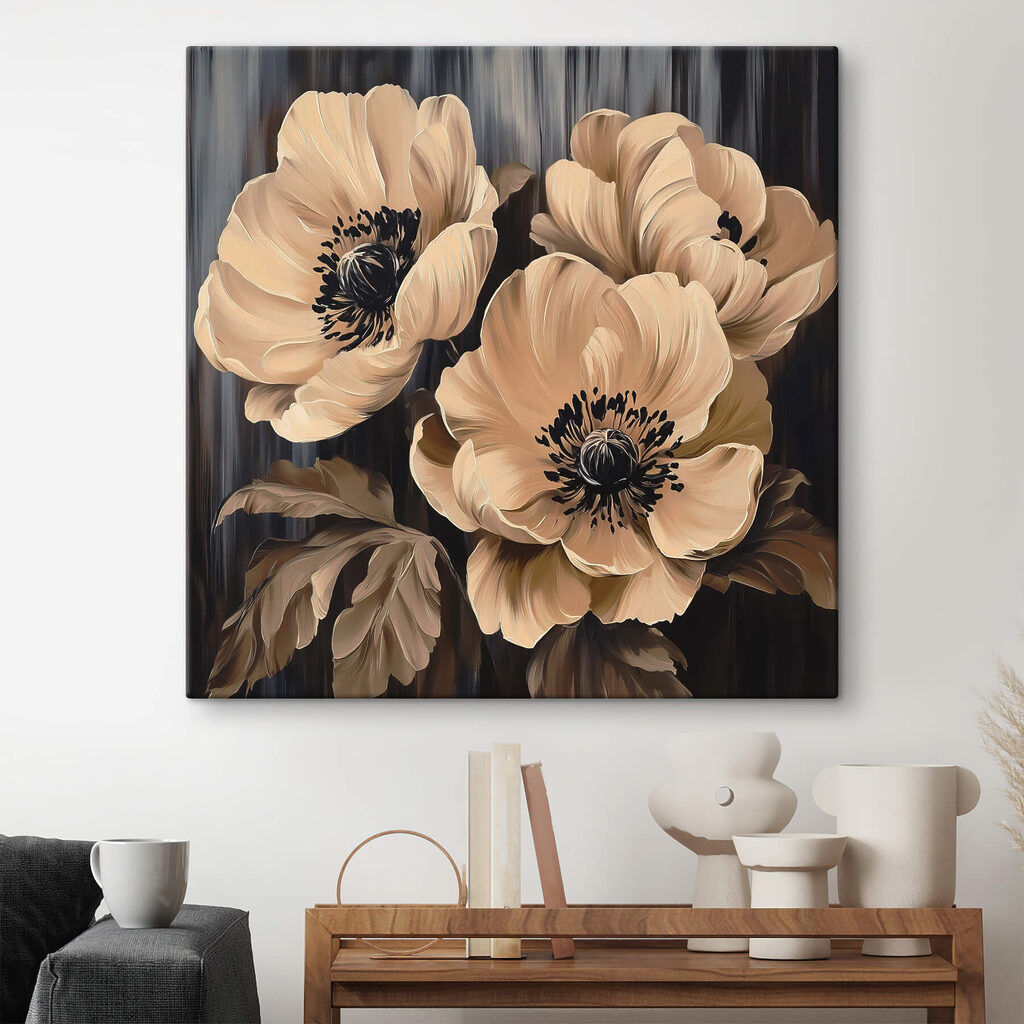Cremefarbene Blüten zwischen Streifen — Interieur 2