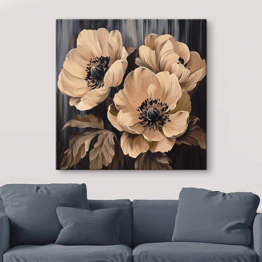 Cremefarbene Blüten zwischen Streifen — Interieur 3
