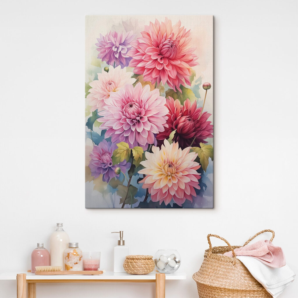 Dahlien in fröhlichem Aquarell — Interieur 2