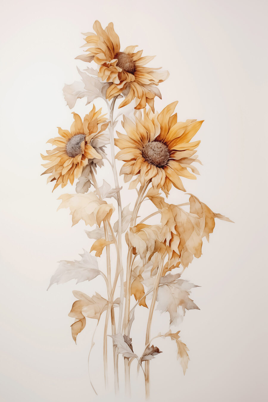 Sonnenblumen in blassem Gold — ganzes Design