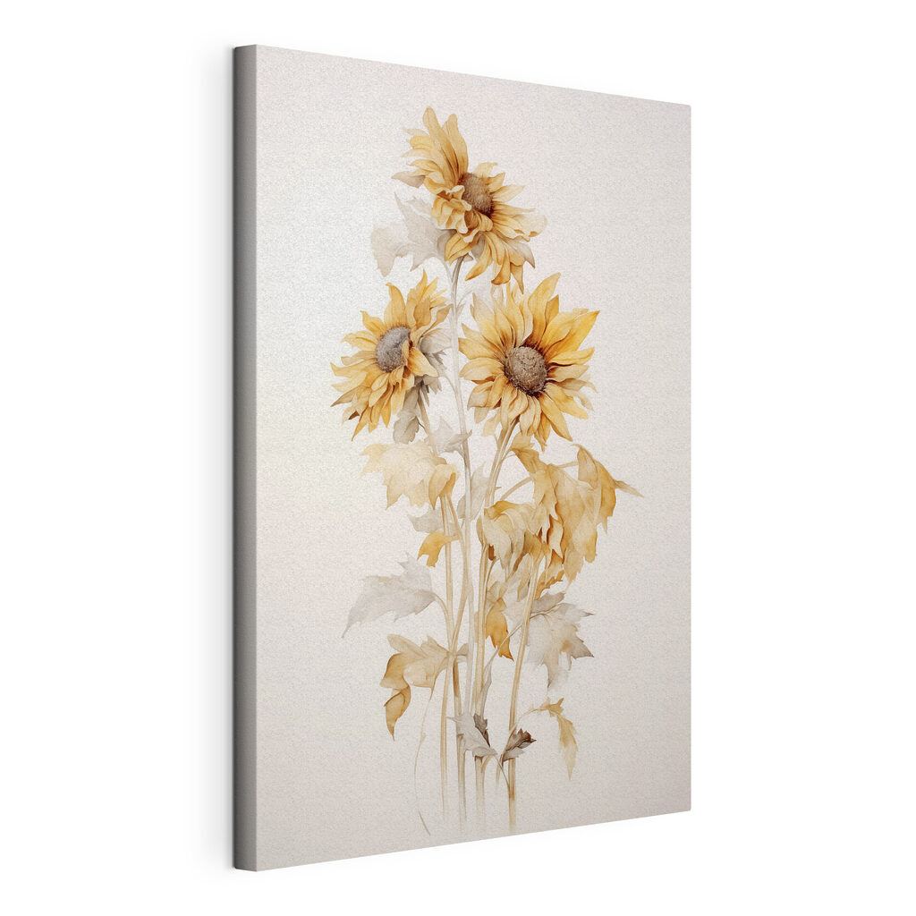 Sonnenblumen in blassem Gold, gespannte Leinwand mit umlaufender Kante