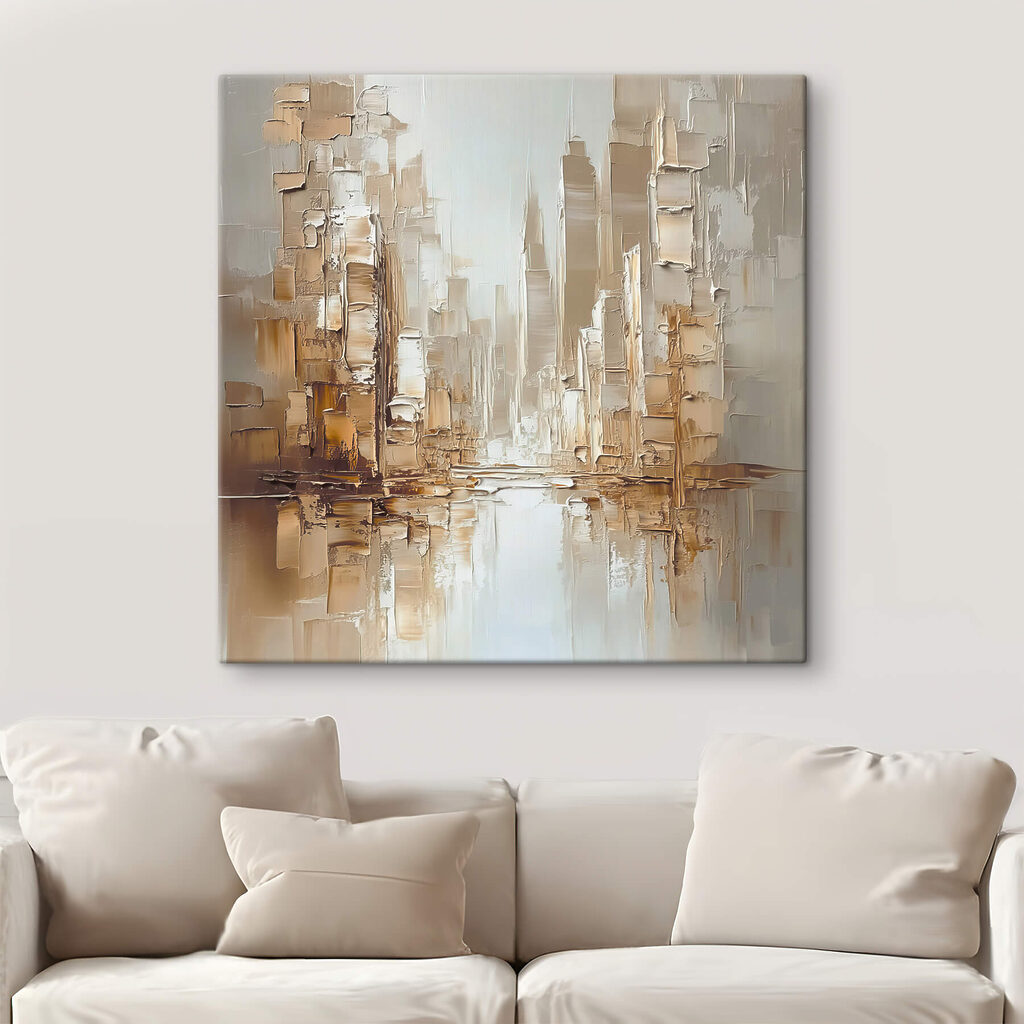 Stadt in Sandtönen in einem Interieur