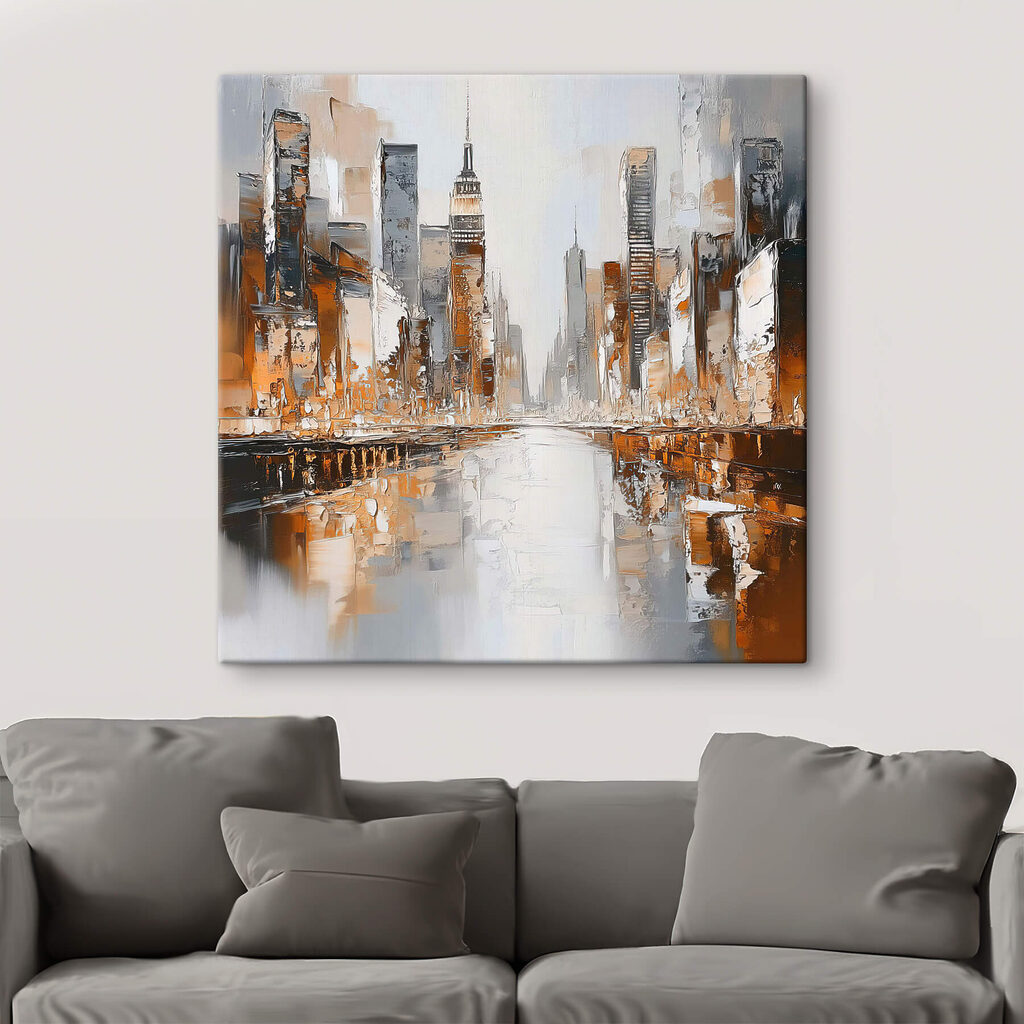 Stadtlichter in Orange in einem Interieur