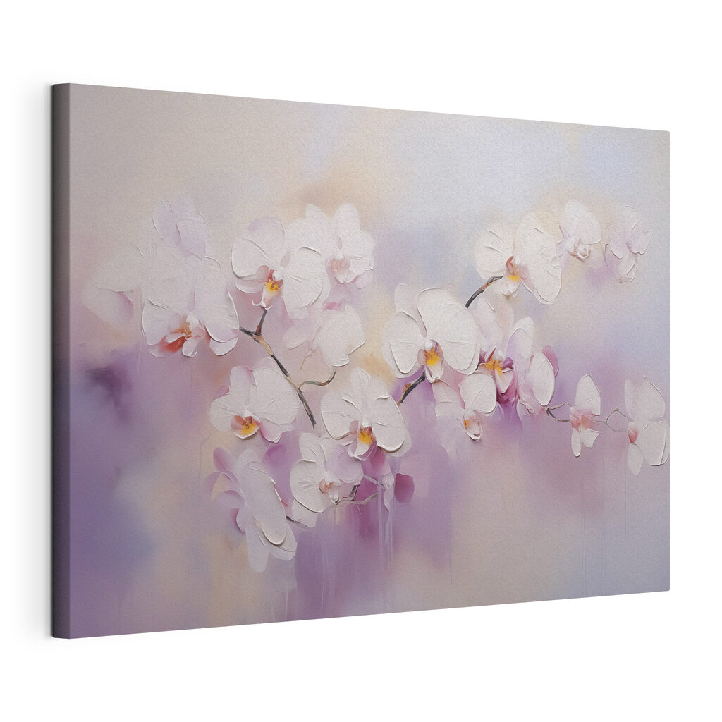 Orchideen in zartem Lila, gespannte Leinwand mit umlaufender Kante