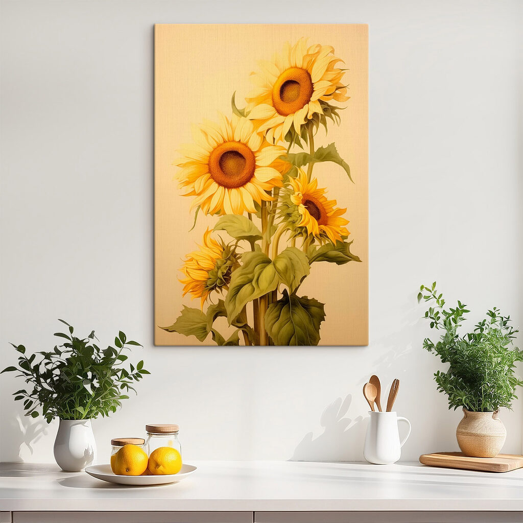 Sonnenblumen auf warmem Beige — Interieur 1