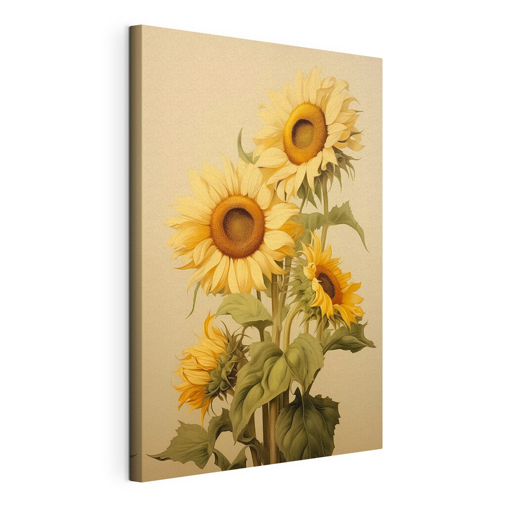 Sonnenblumen auf warmem Beige — Produktansicht