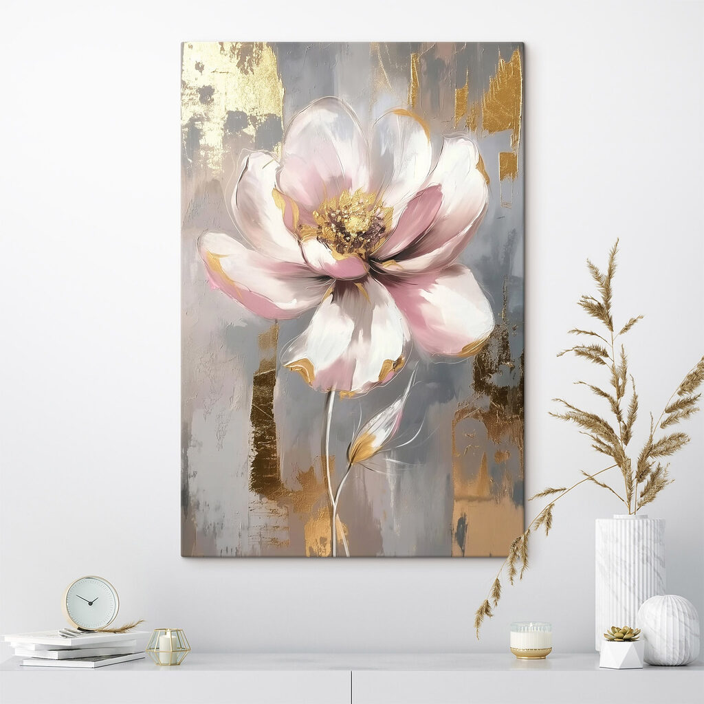 Rosa Blüte über Goldflächen — Interieur 1