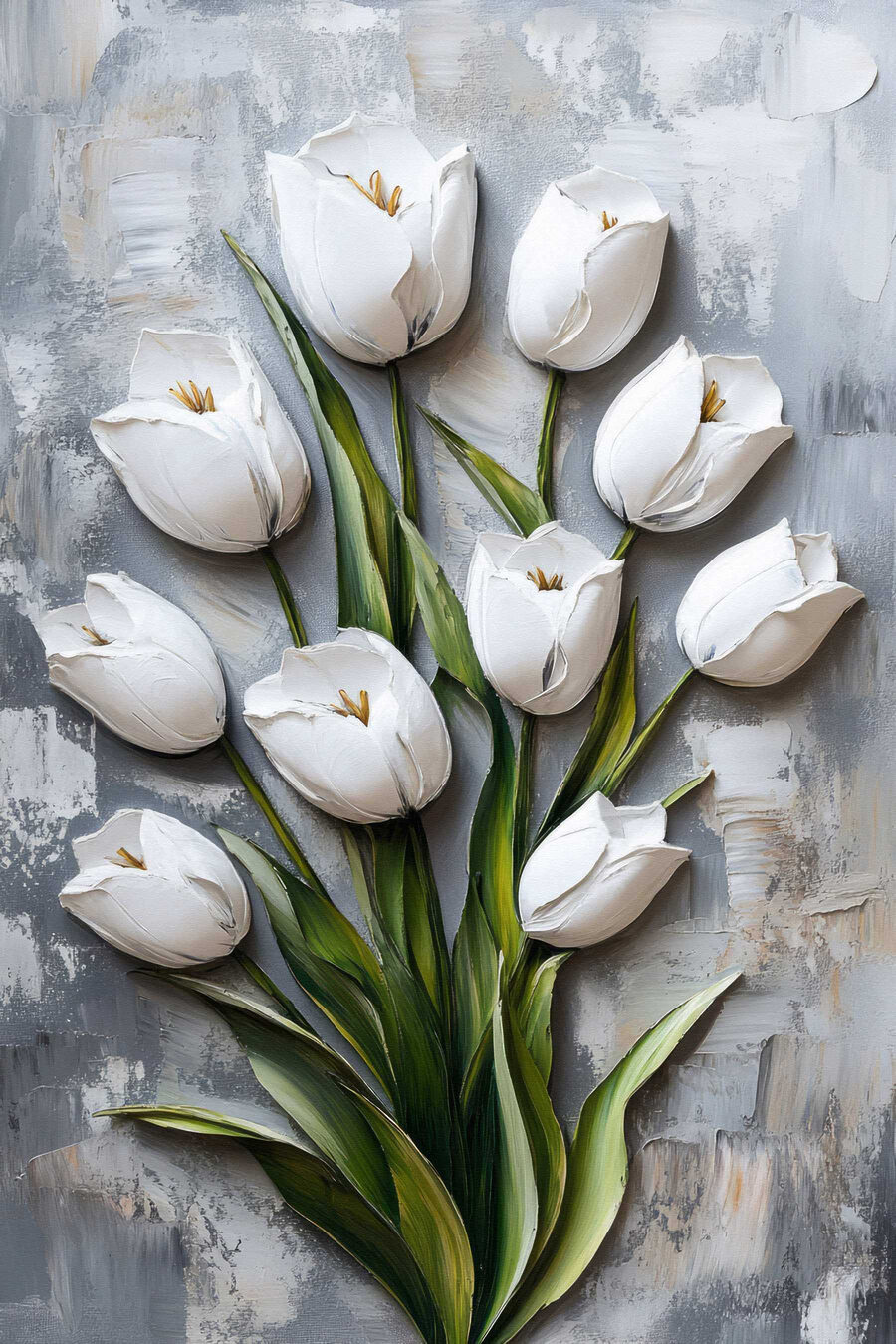 Weiße Tulpen in Pinselstrichen — ganzes Design