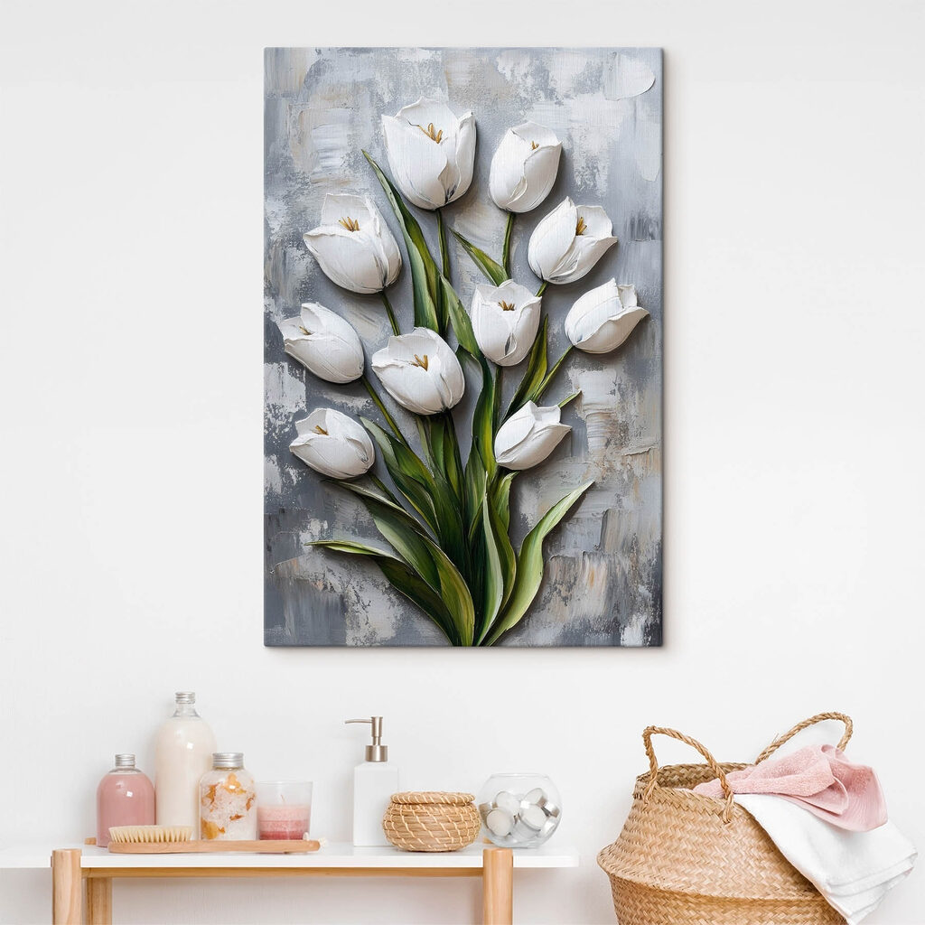 Weiße Tulpen in Pinselstrichen — Interieur 1