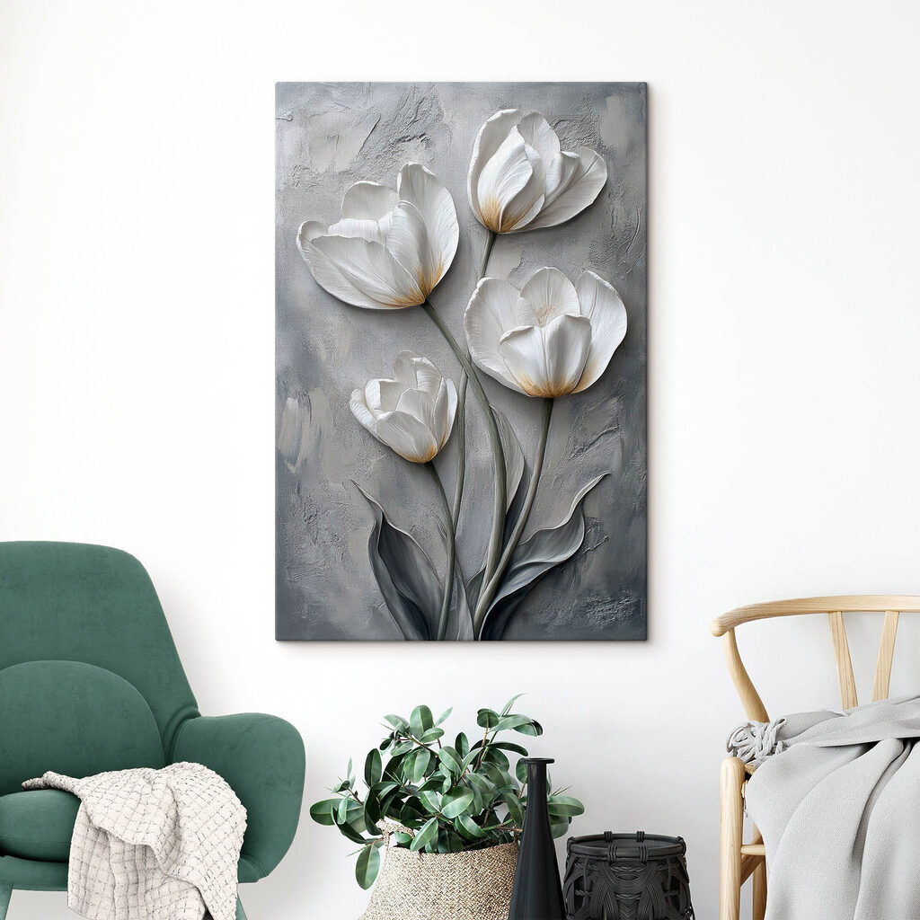 Vier Tulpen auf Grau — Interieur 1