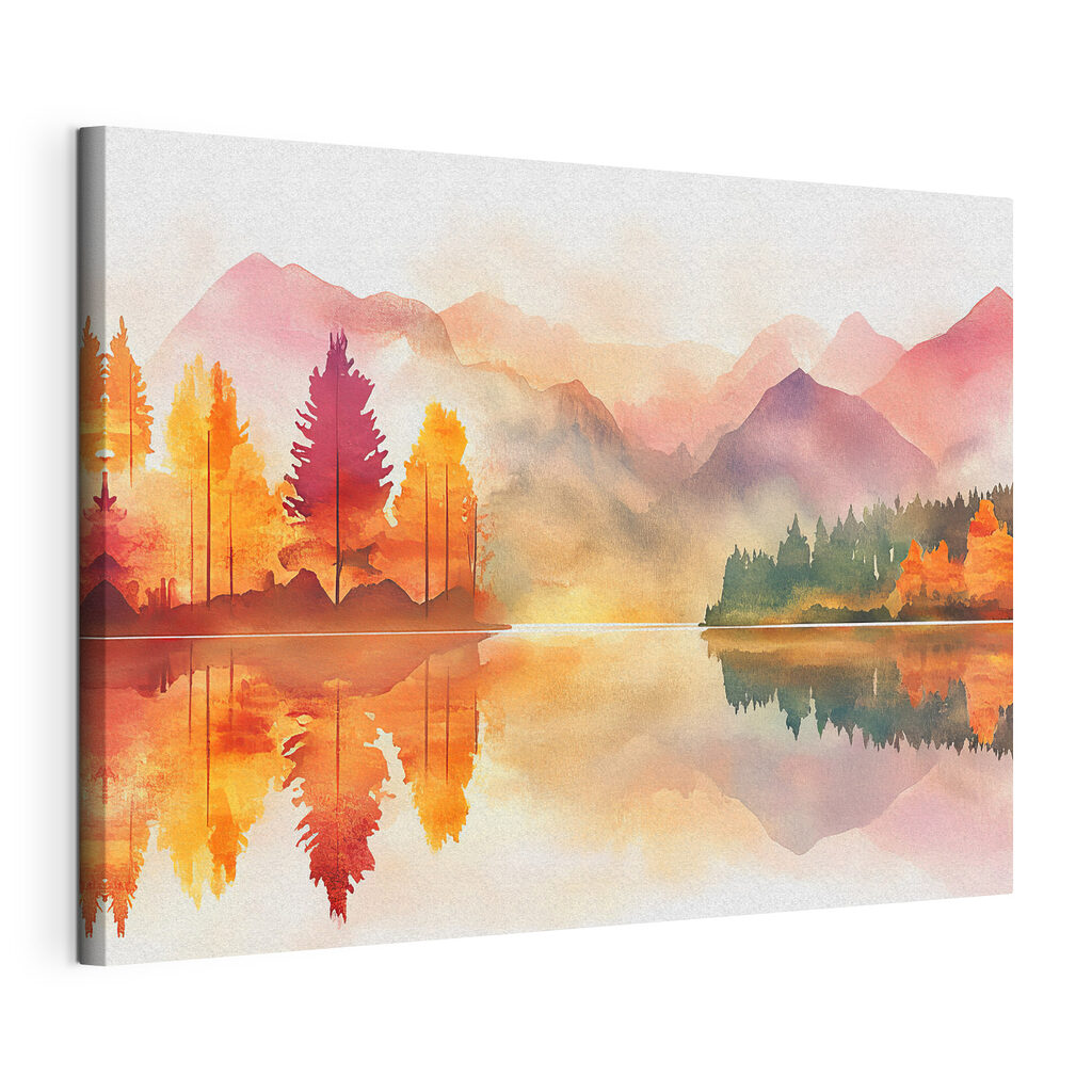 Herbstwald im Bergsee — Produktansicht