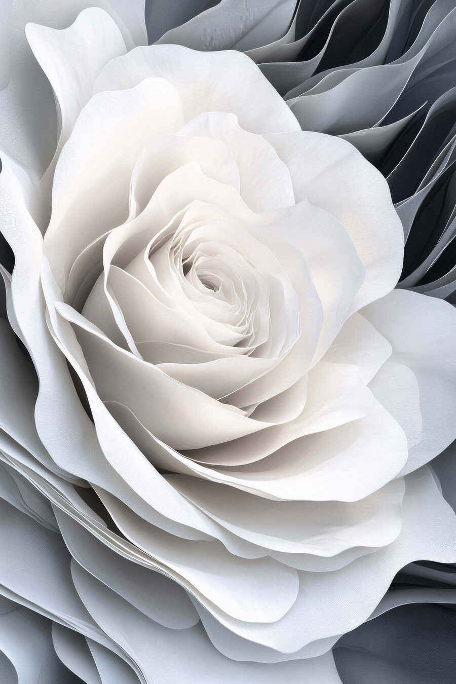 Rose mit weißen Wellenrändern — ganzes Design